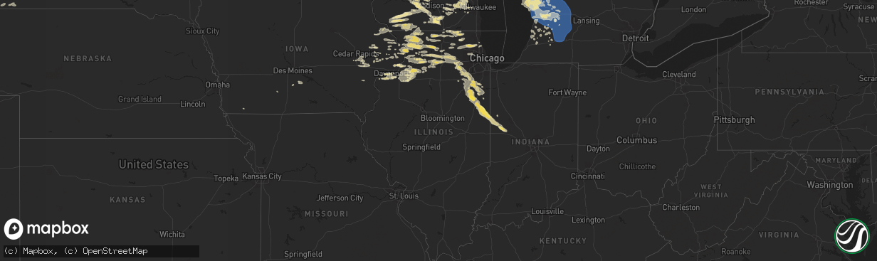 Hail map in Illinois on June 24, 2024