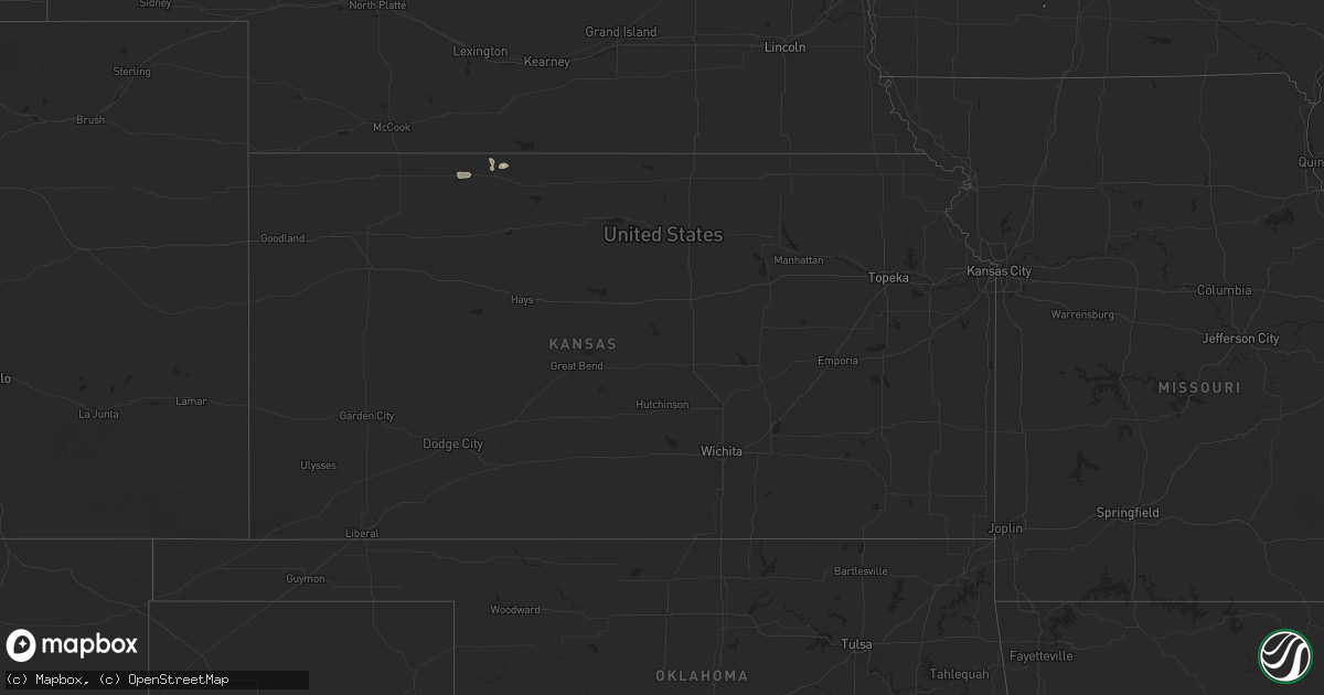 Hail map in Kansas on June 24, 2024