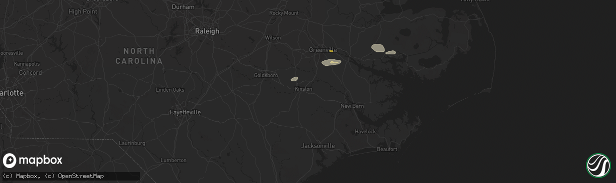 Hail map in Kinston, NC on June 24, 2024