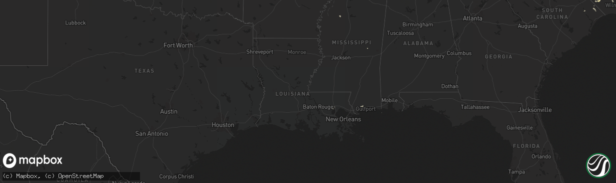 Hail map in Louisiana on June 24, 2024