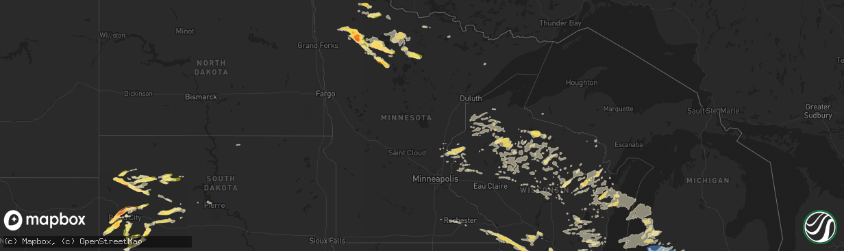 Hail map in Minnesota on June 24, 2024