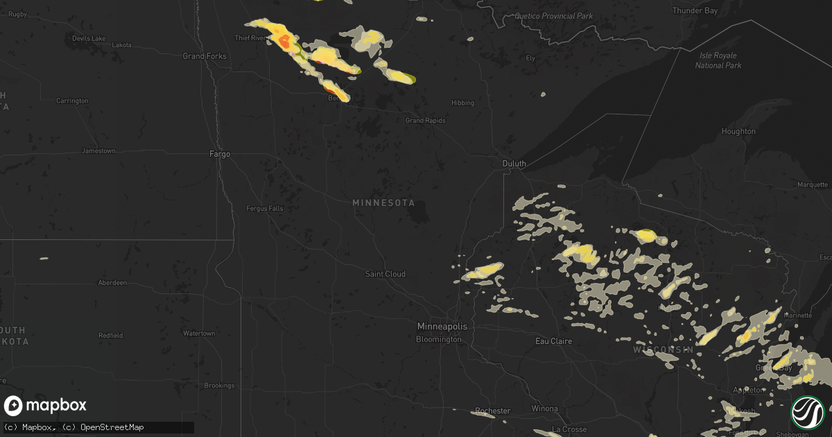 Hail map in Minnesota on June 24, 2024