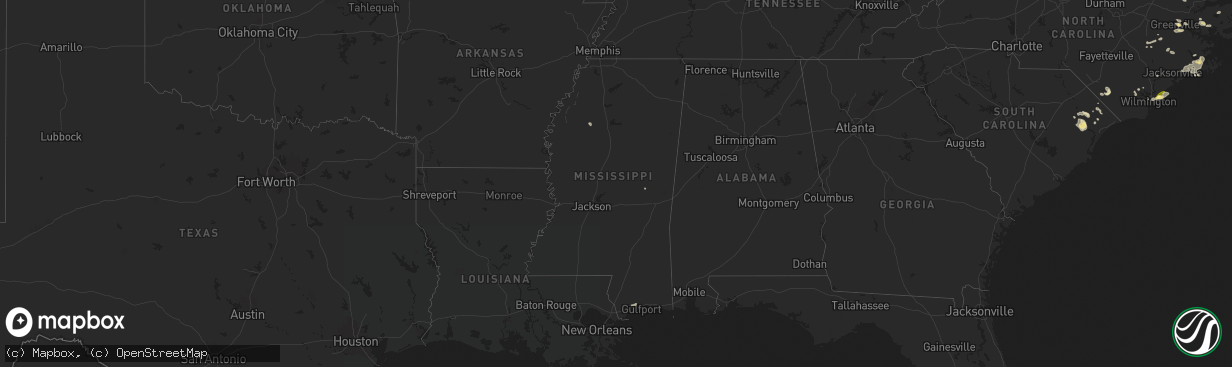 Hail map in Mississippi on June 24, 2024