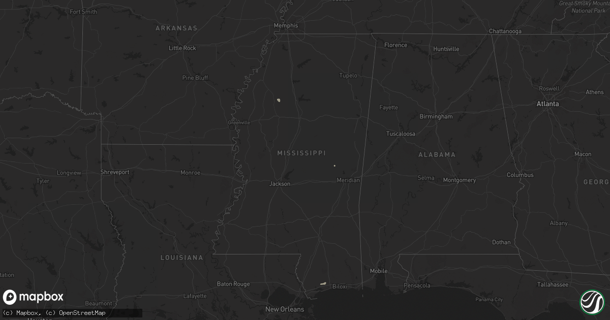 Hail map in Mississippi on June 24, 2024