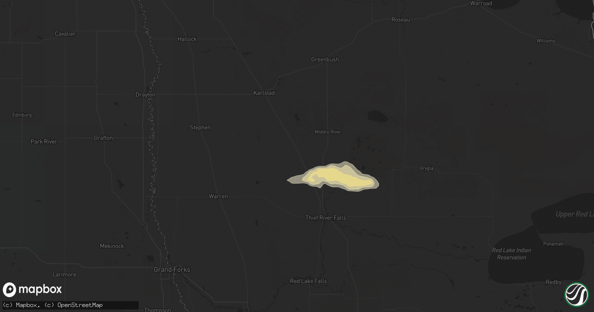 Hail map in Newfolden, MN on June 24, 2024