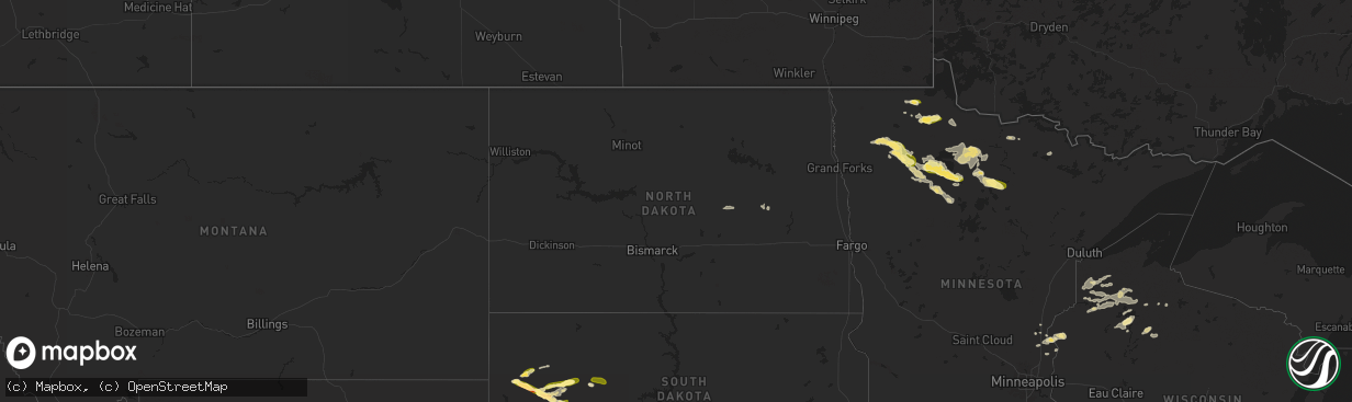 Hail map in North Dakota on June 24, 2024