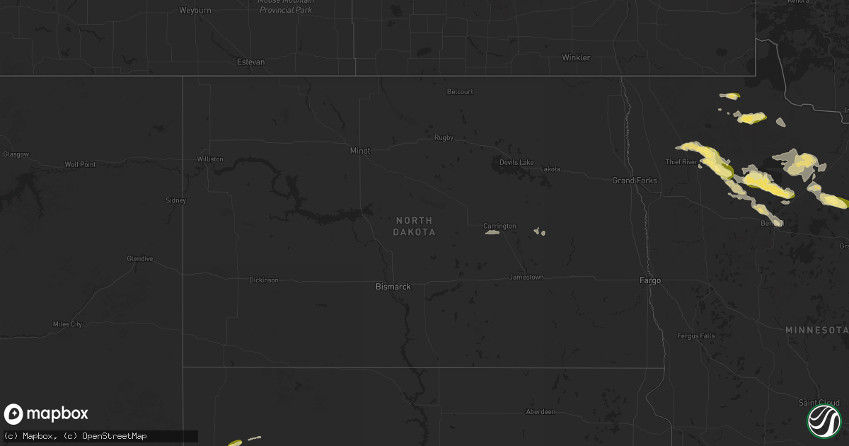 Hail map in North Dakota on June 24, 2024