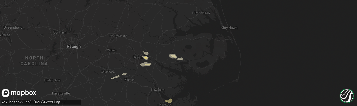 Hail map in Pantego, NC on June 24, 2024