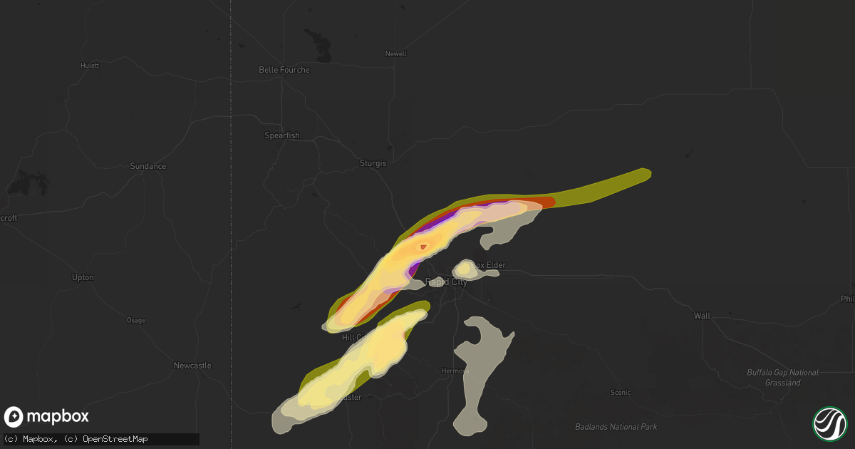 Hail map in Piedmont, SD on June 24, 2024