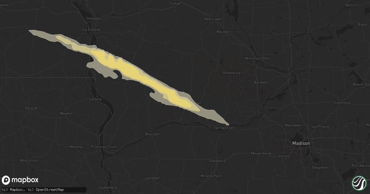 Hail map in Richland Center, WI on June 24, 2024