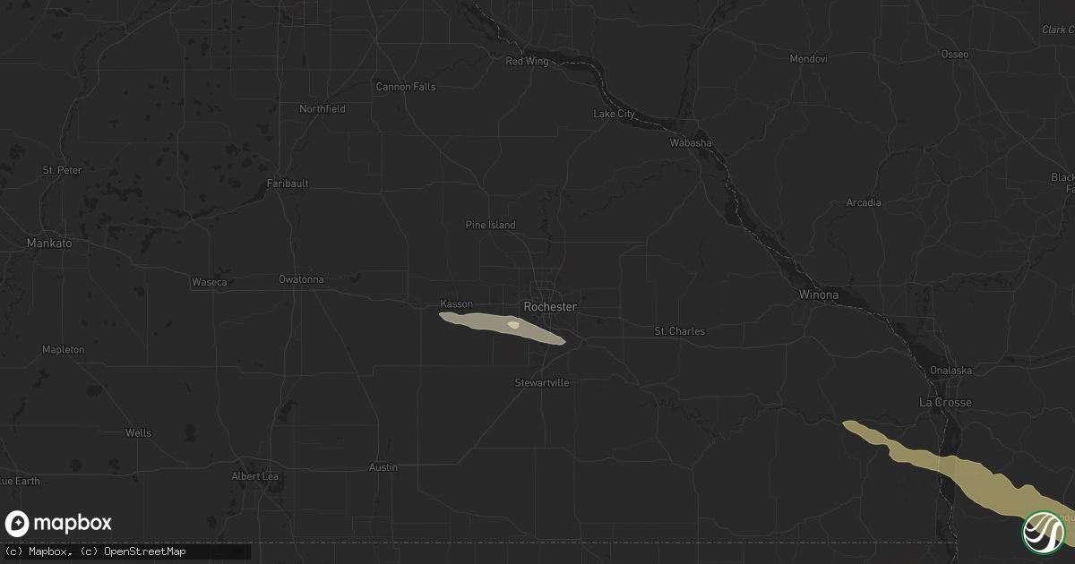 Hail map in Rochester, MN on June 24, 2024