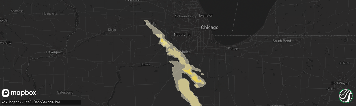 Hail map in Shorewood, IL on June 24, 2024