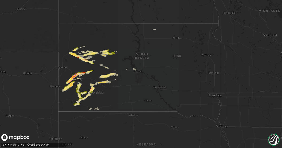 Hail map in South Dakota on June 24, 2024