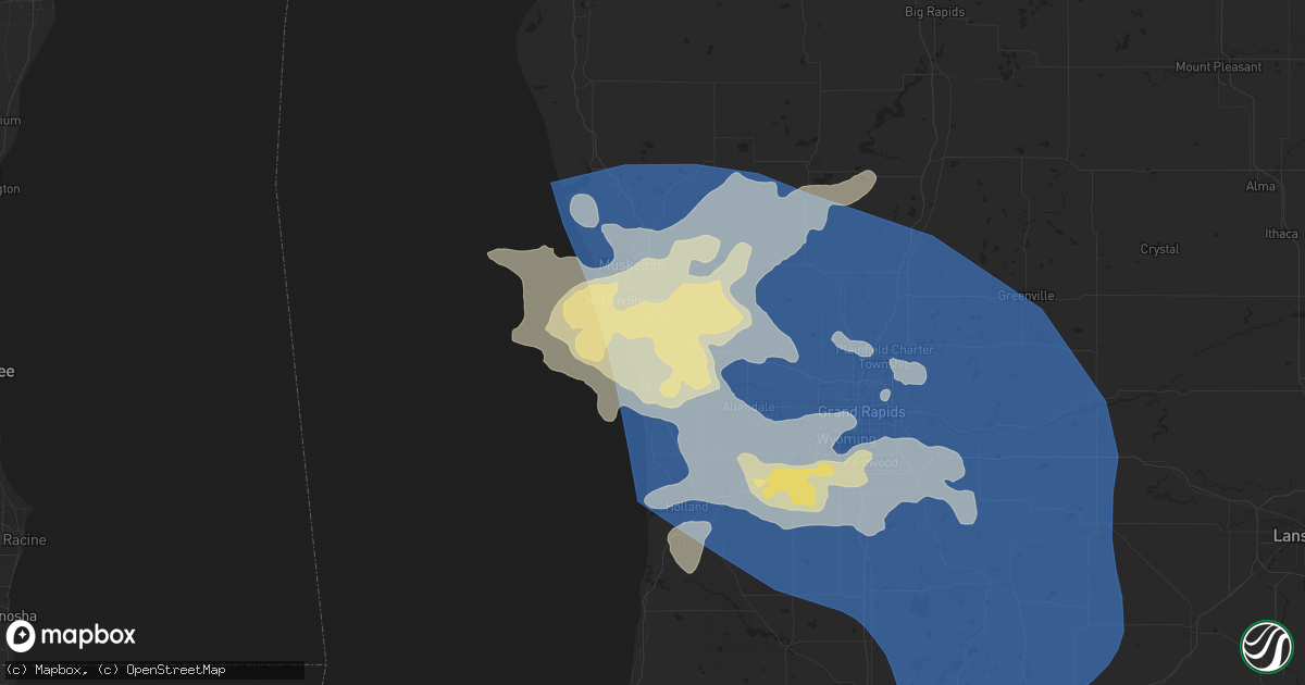 Hail map in Spring Lake, MI on June 24, 2024