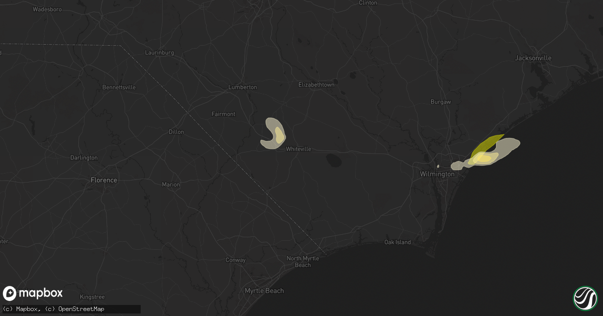 Hail map in Whiteville, NC on June 24, 2024