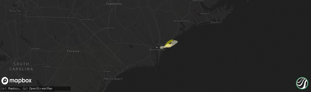 Hail map in Wilmington, NC on June 24, 2024