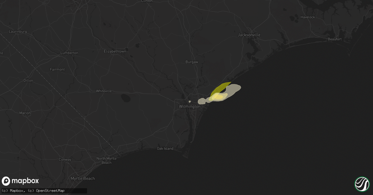 Hail map in Wilmington, NC on June 24, 2024