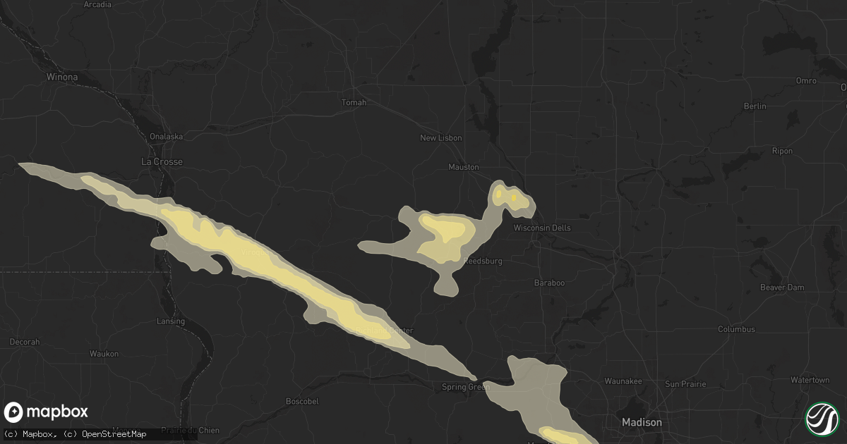 Hail map in Wonewoc, WI on June 24, 2024