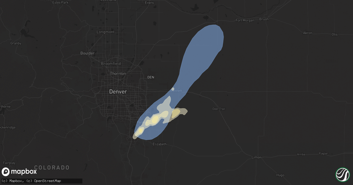 Hail map in Bennett, CO on June 24, 2025
