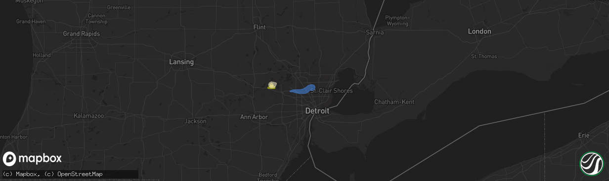 Hail map in Berkley, MI on June 24, 2025