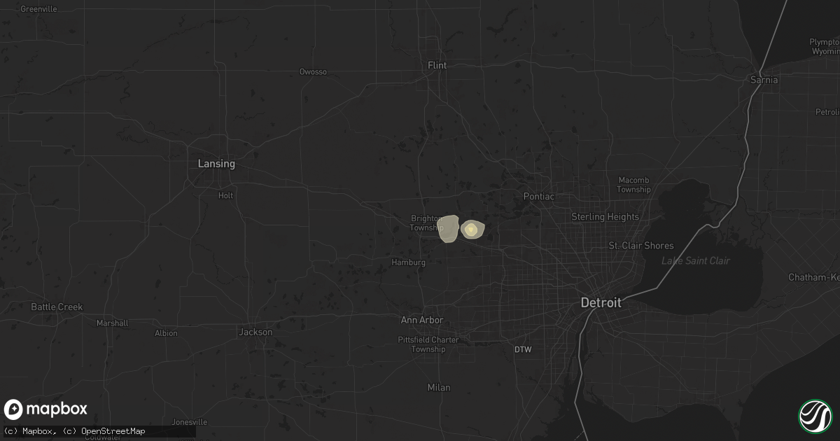 Hail map in Brighton, MI on June 24, 2025