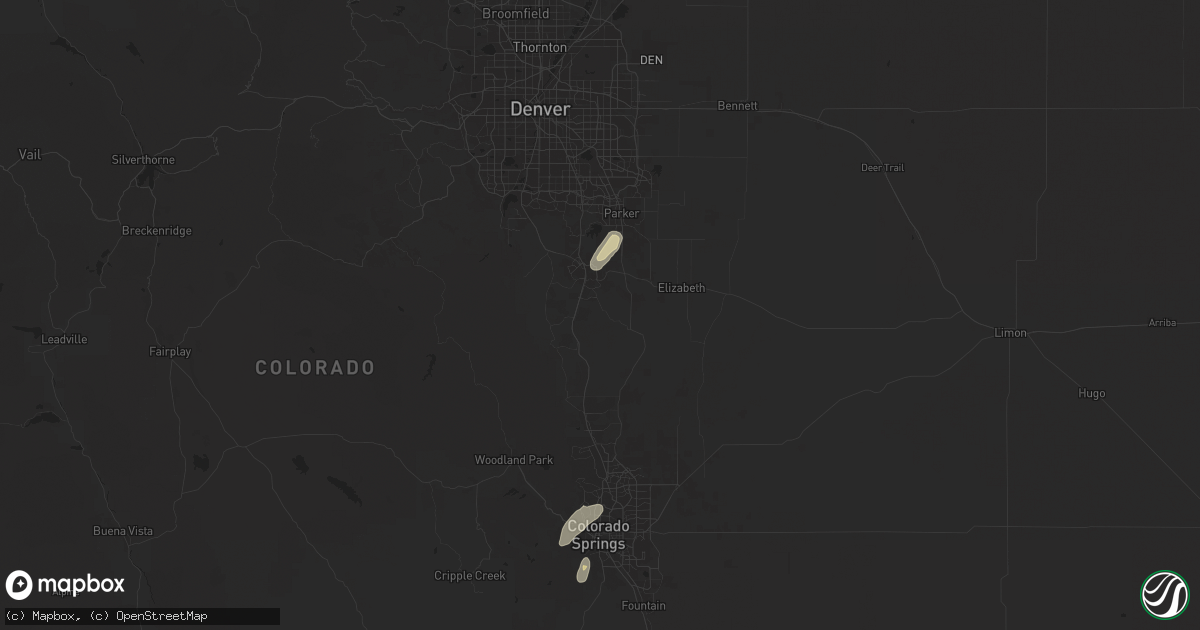 Hail map in Castle Rock, CO on June 24, 2025