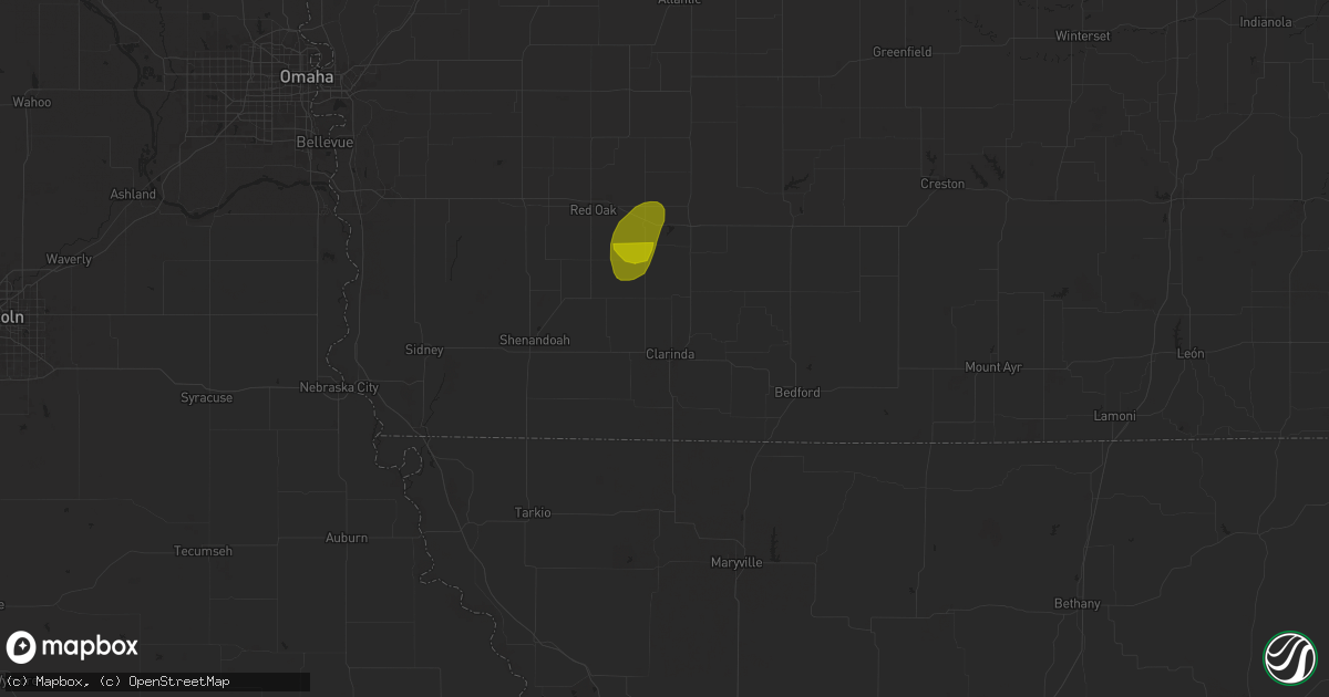 Hail map in Clarinda, IA on June 24, 2025
