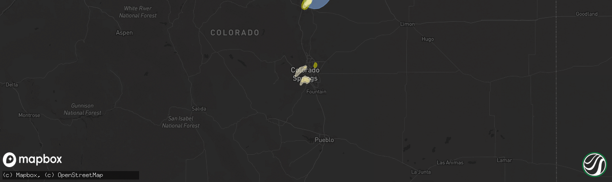 Hail map in Colorado Springs, CO on June 24, 2025