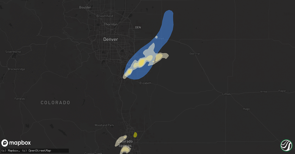 Hail map in Elizabeth, CO on June 24, 2025