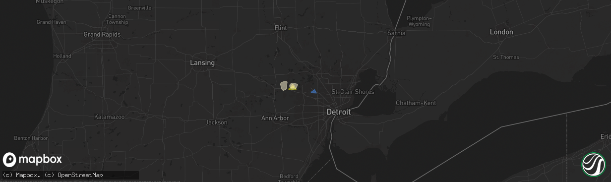 Hail map in Farmington, MI on June 24, 2025