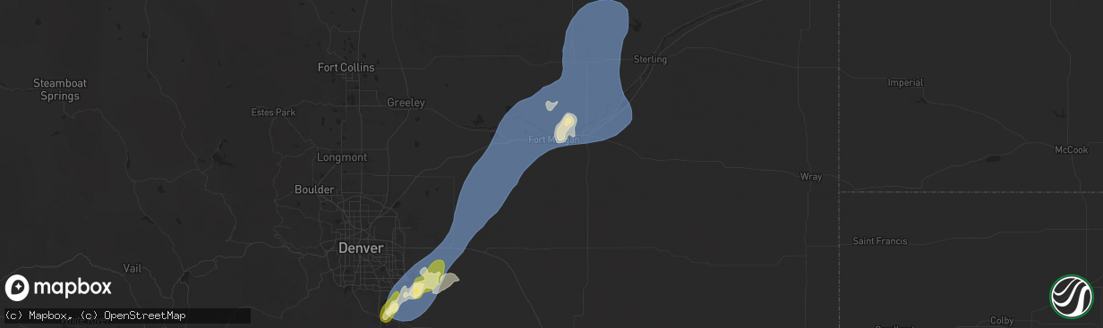 Hail map in Fort Morgan, CO on June 24, 2025