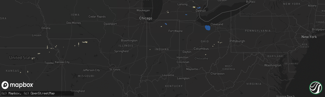Hail map in Indiana on June 24, 2025
