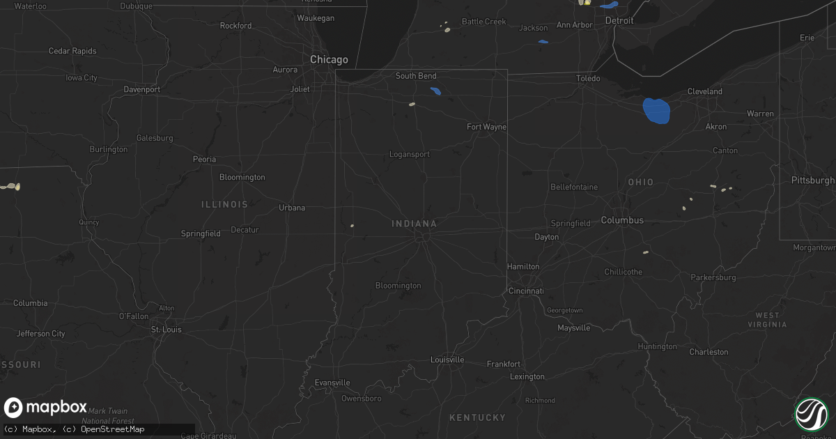Hail map in Indiana on June 24, 2025
