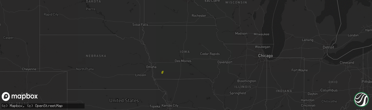 Hail map in Iowa on June 24, 2025