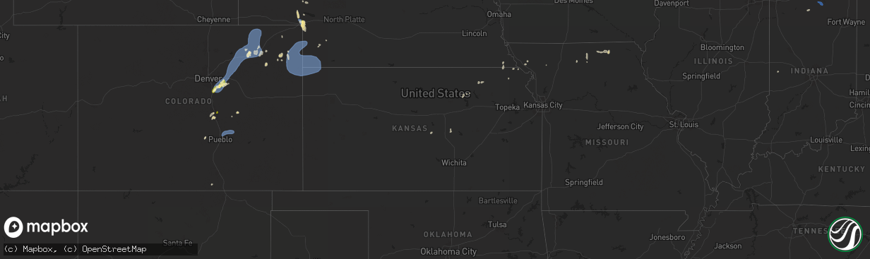 Hail map in Kansas on June 24, 2025