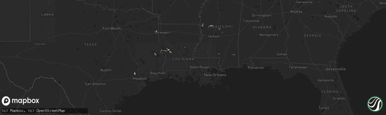 Hail map in Louisiana on June 24, 2025