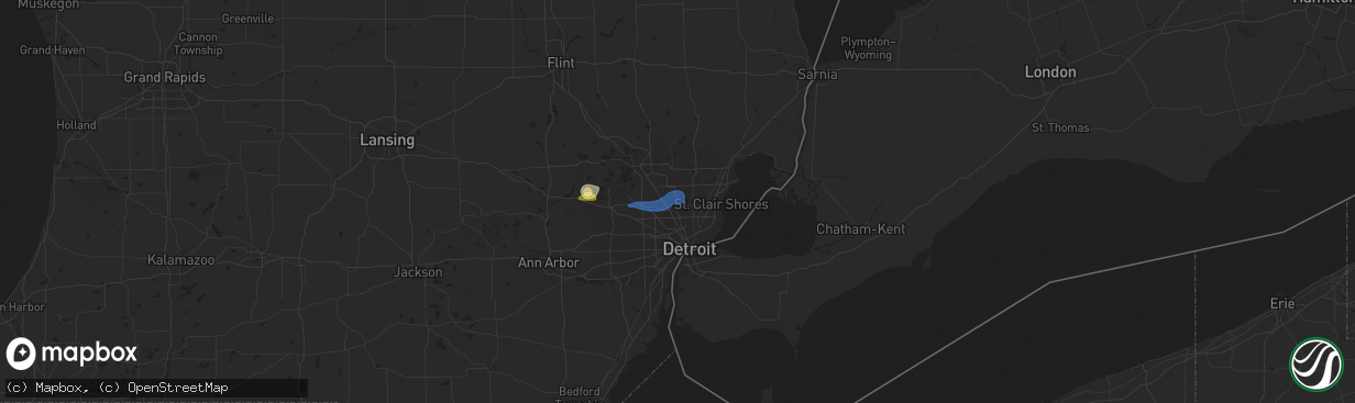 Hail map in Madison Heights, MI on June 24, 2025