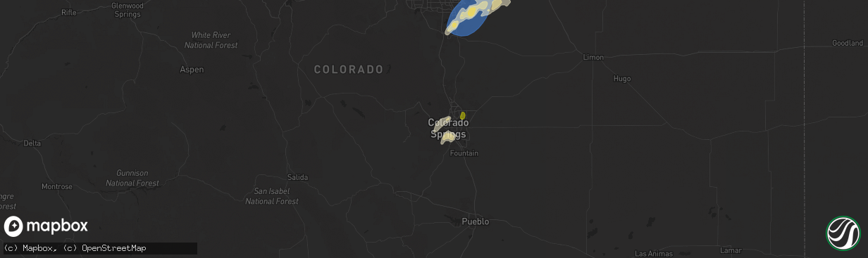 Hail map in Manitou Springs, CO on June 24, 2025
