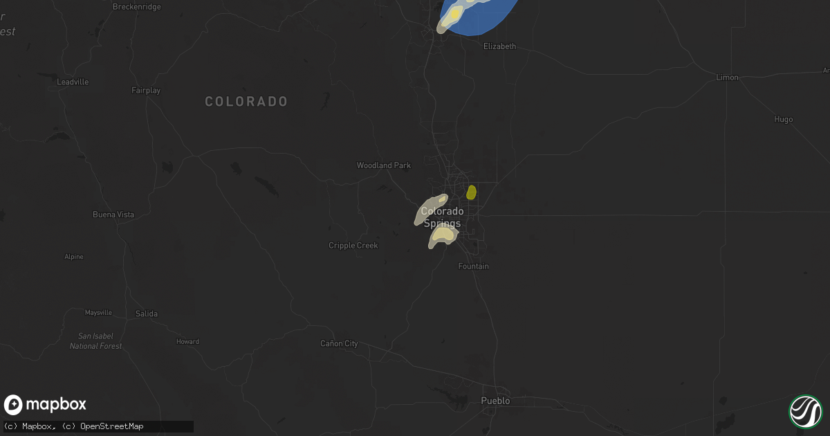 Hail map in Manitou Springs, CO on June 24, 2025