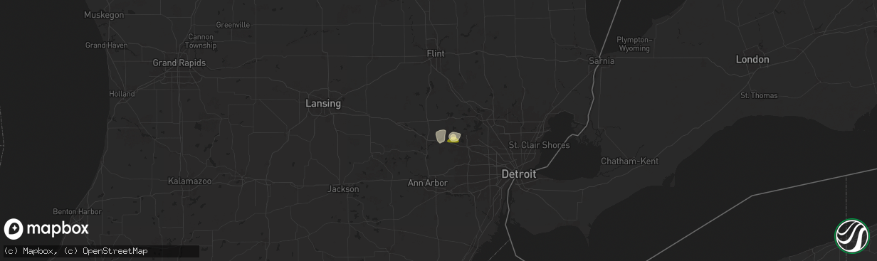 Hail map in Milford, MI on June 24, 2025