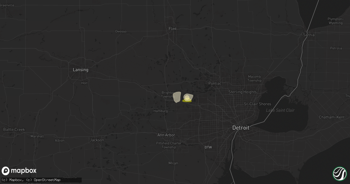 Hail map in Milford, MI on June 24, 2025