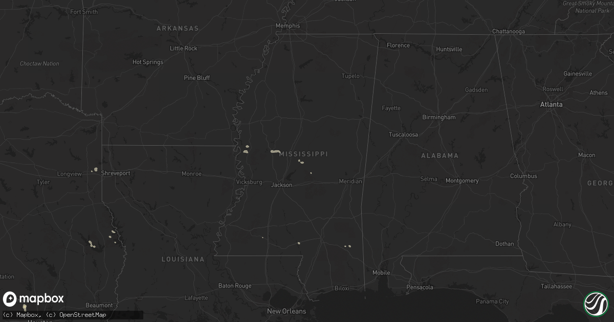 Hail map in Mississippi on June 24, 2025
