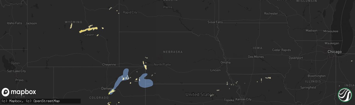 Hail map in Nebraska on June 24, 2025