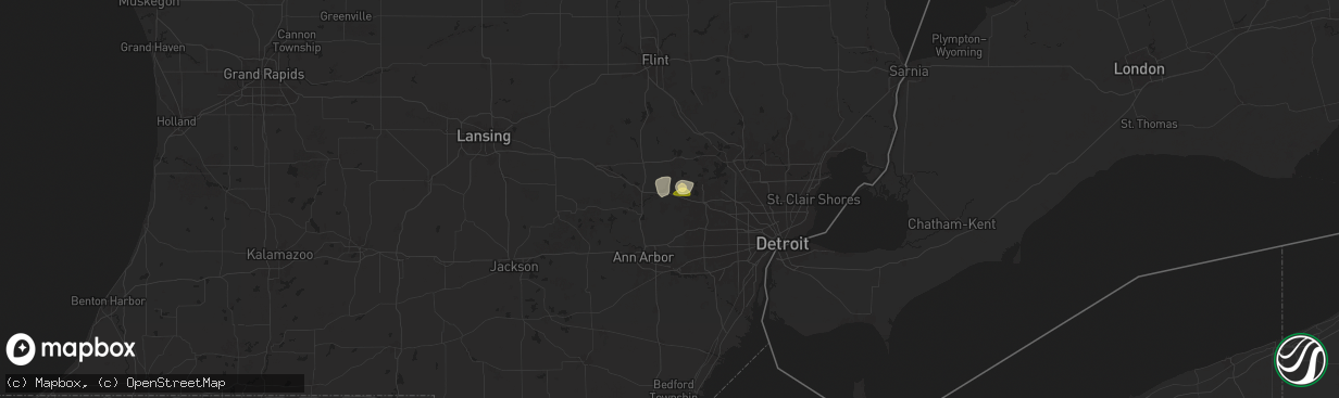 Hail map in New Hudson, MI on June 24, 2025