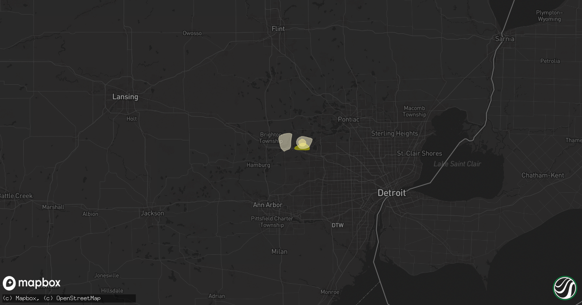 Hail map in New Hudson, MI on June 24, 2025