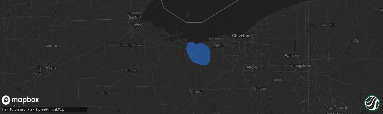 Hail map in Norwalk, OH on June 24, 2025