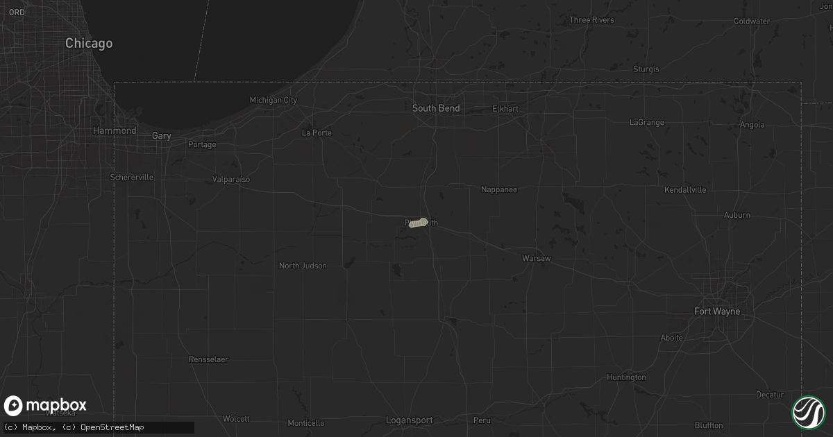 Hail map in Plymouth, IN on June 24, 2025