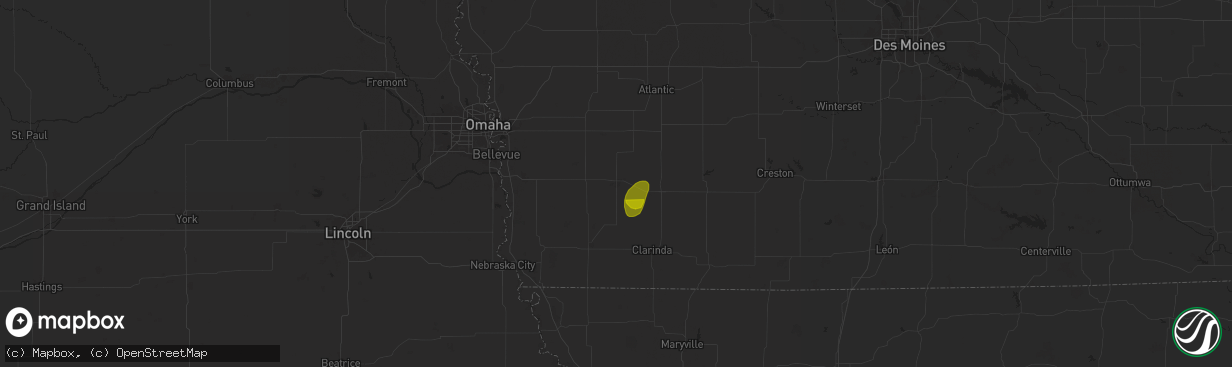 Hail map in Red Oak, IA on June 24, 2025