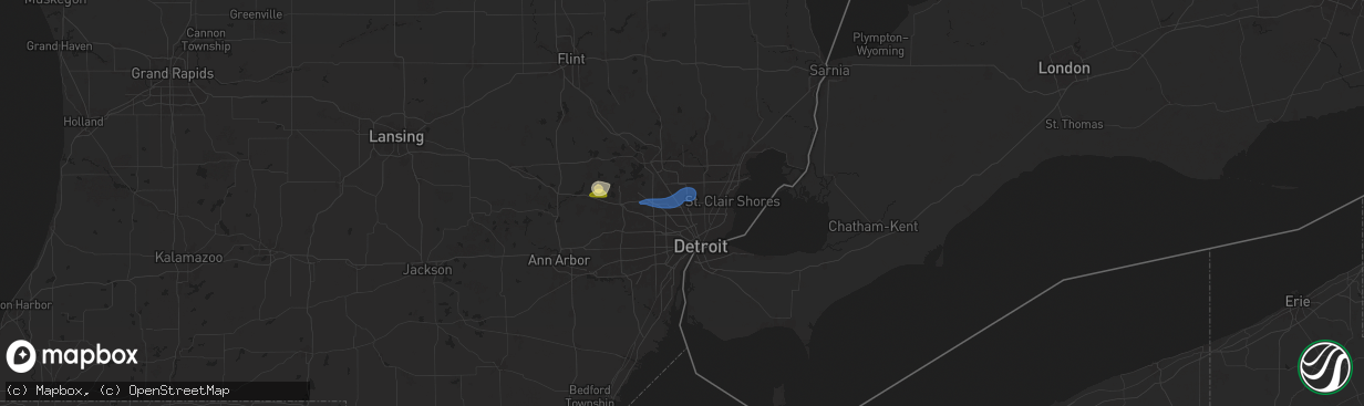 Hail map in Royal Oak, MI on June 24, 2025