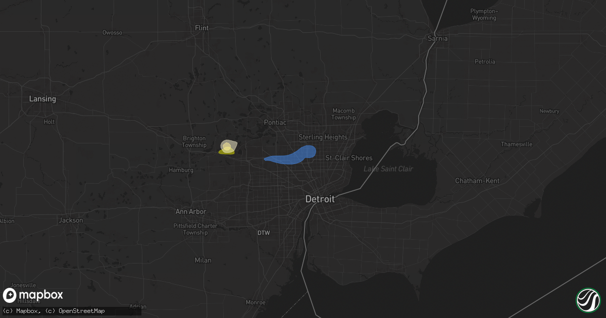 Hail map in Royal Oak, MI on June 24, 2025